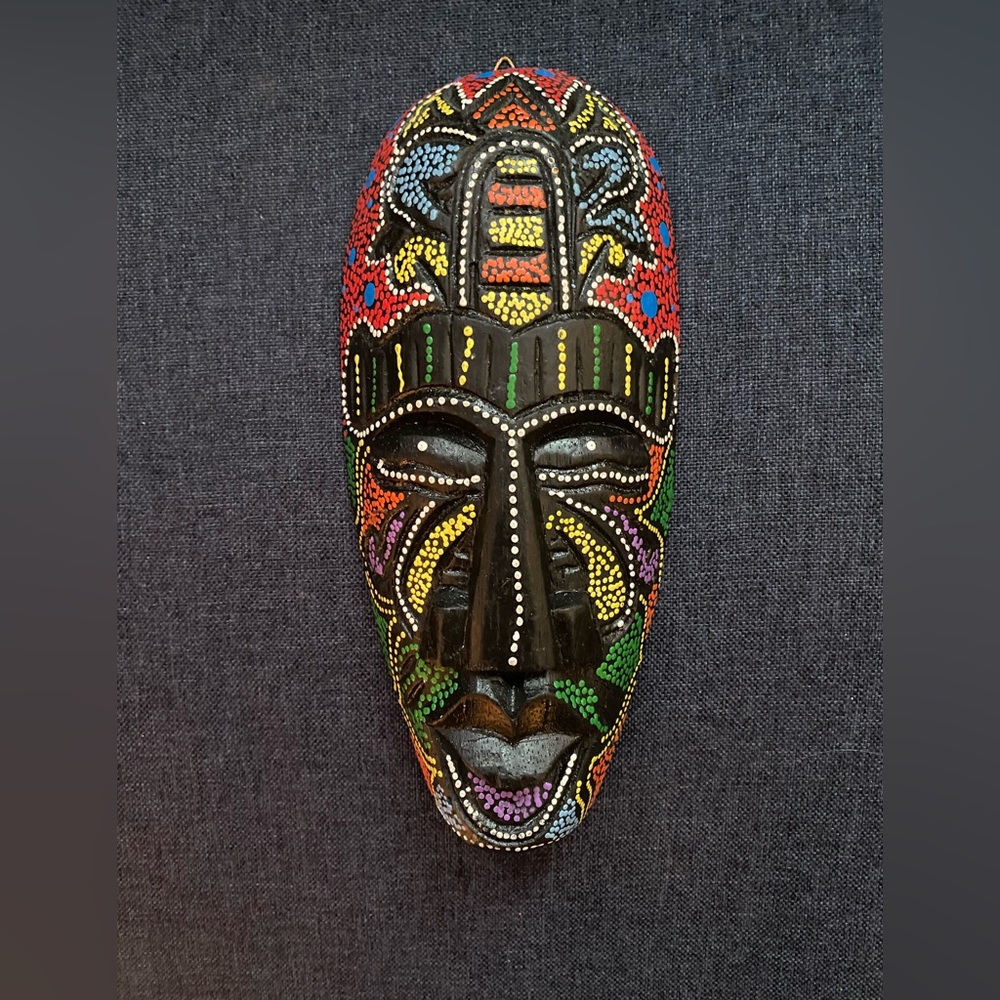 Wood hand painted African hanging mask (BAA)